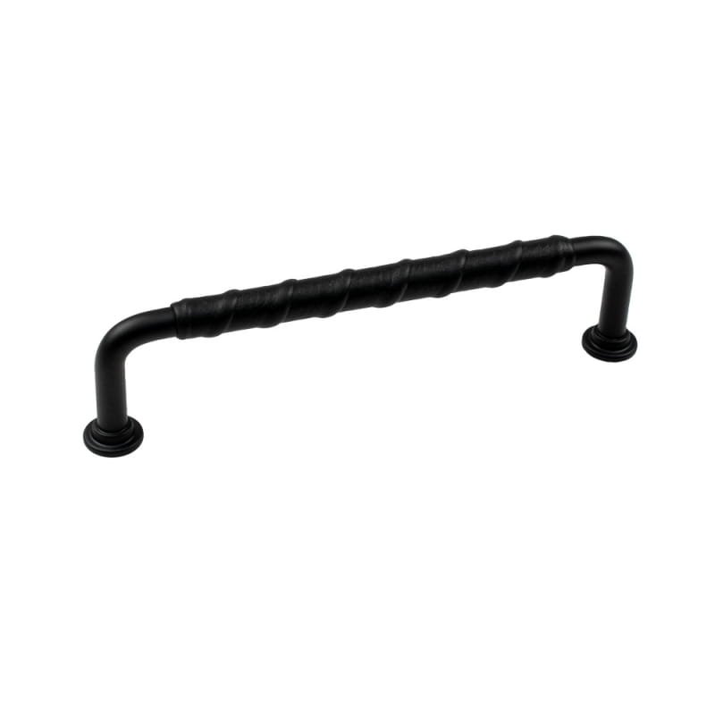 Avlångt möbelhandtag 1353 128 Svart metall Svart läder