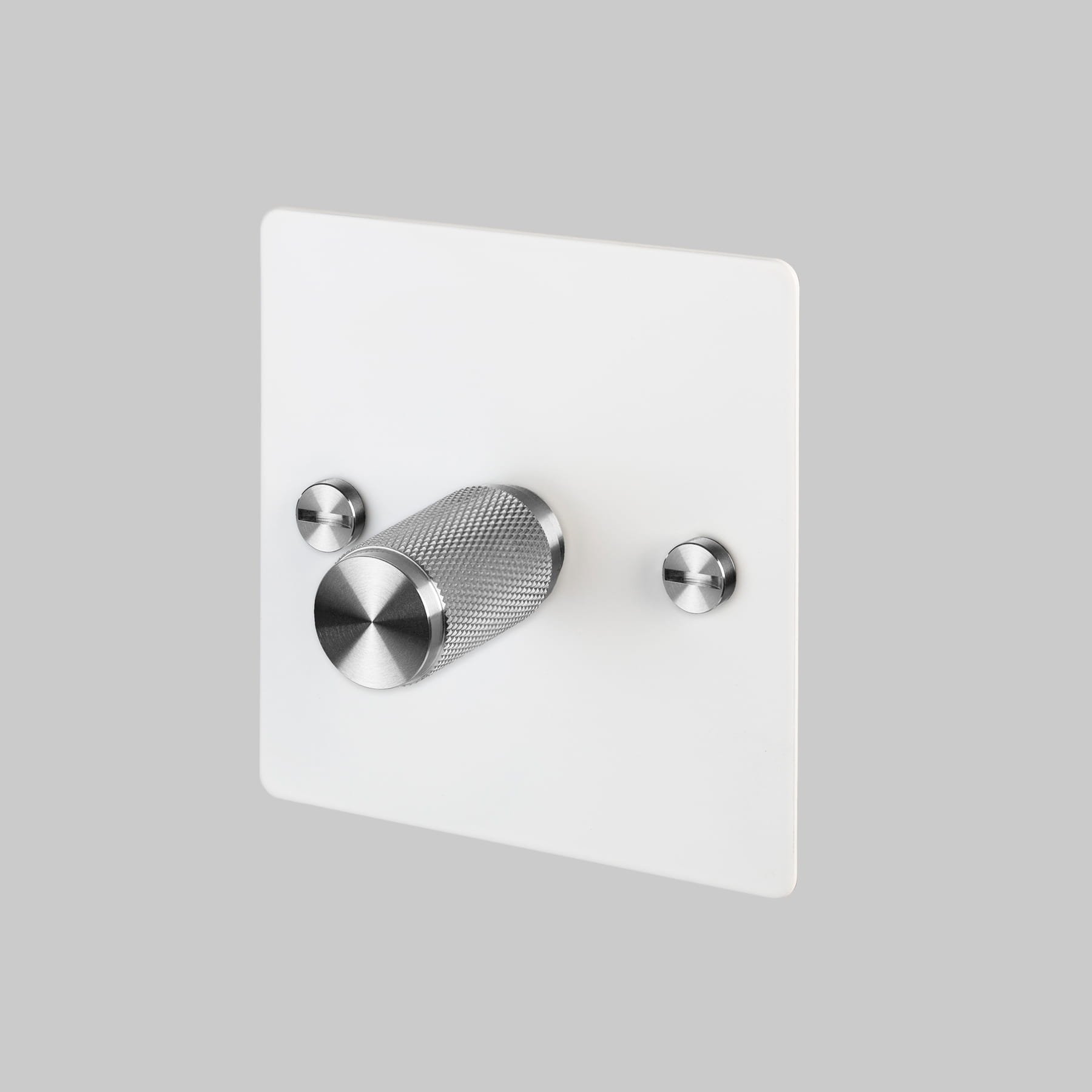 LED-dimmer Cross 1G 120W stålvit med silver brittisk standard