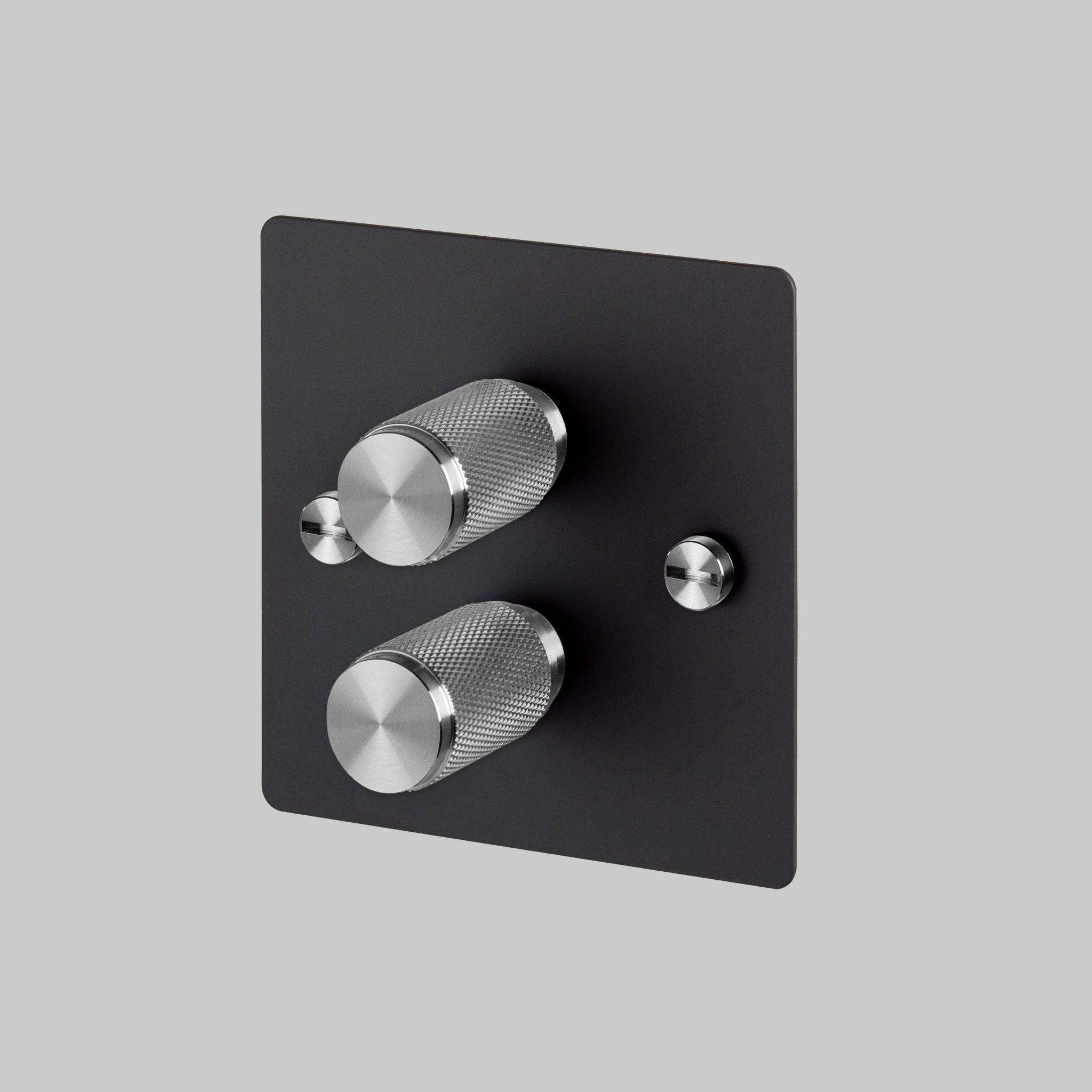 LED-dimmer Cross 2G 120W stålsvart med silver brittisk standard