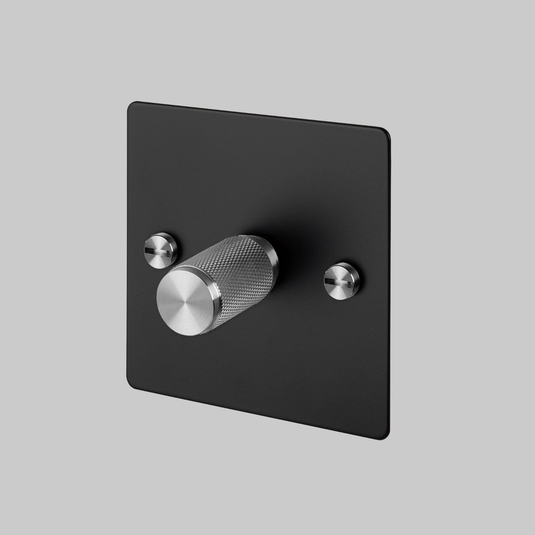 LED-dimmer Cross 1G 120W stålsvart med silver brittisk standard