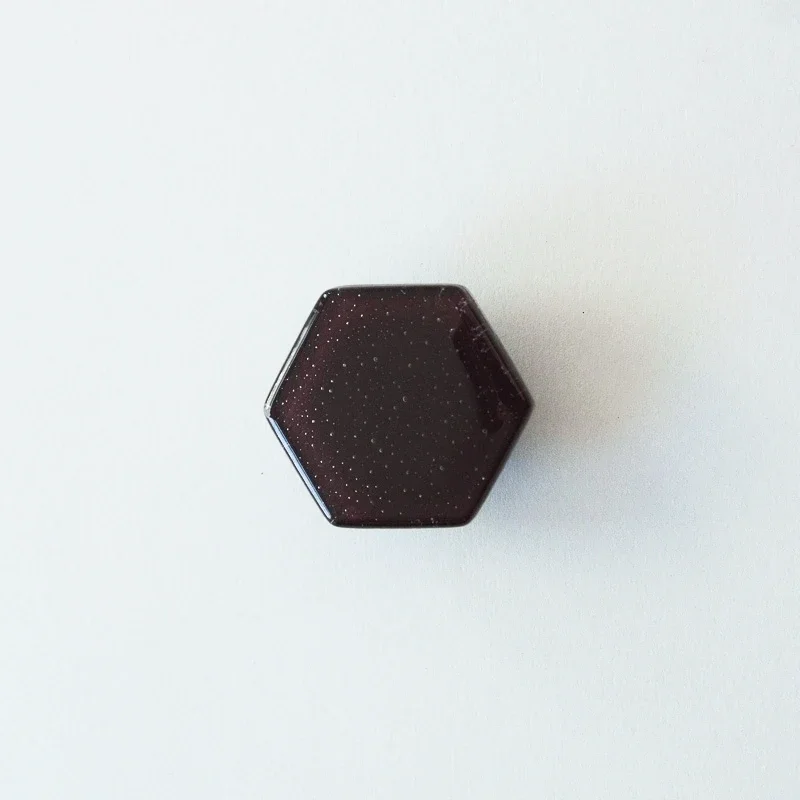 Hexagon Glas Möbelknopp Plommon