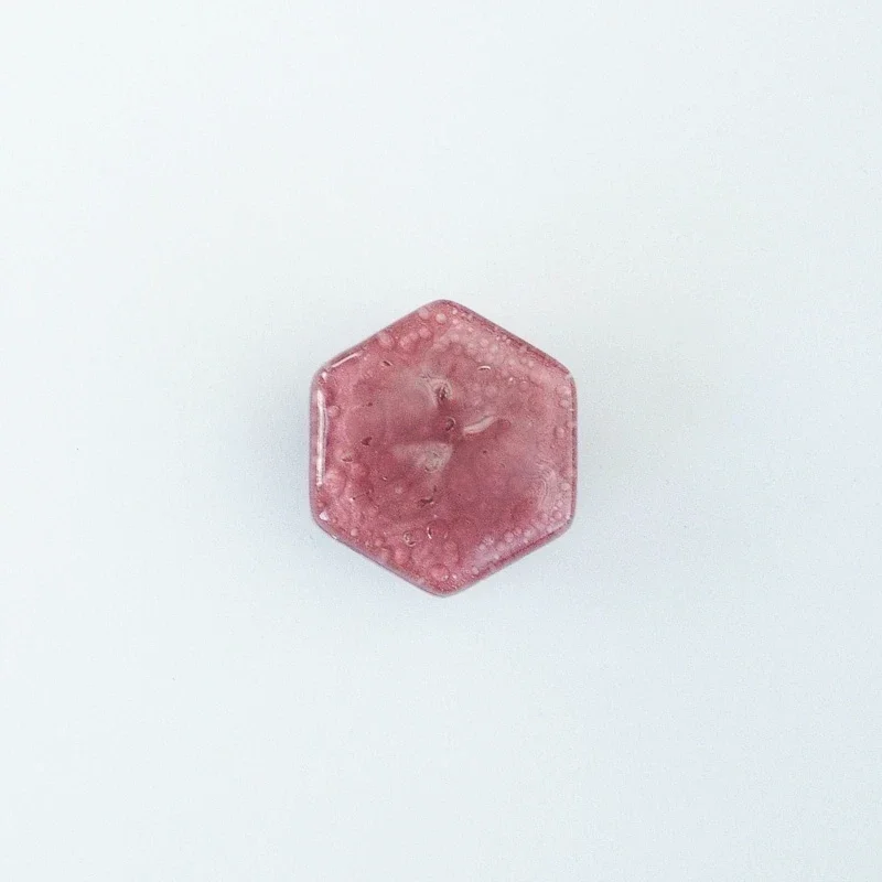 Hexagon möbelknopp Glas Dusty Pink