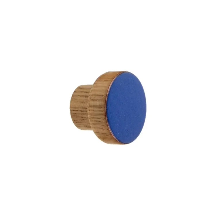 Möbelknopp Enkel, Trä, Emalj, Cool Blue, Olja, Färglös, Halvmatt