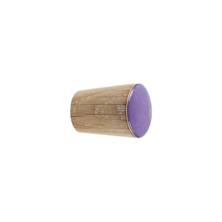 Möbelknopp Enkel kon Träemaljerad Violettolja Vit