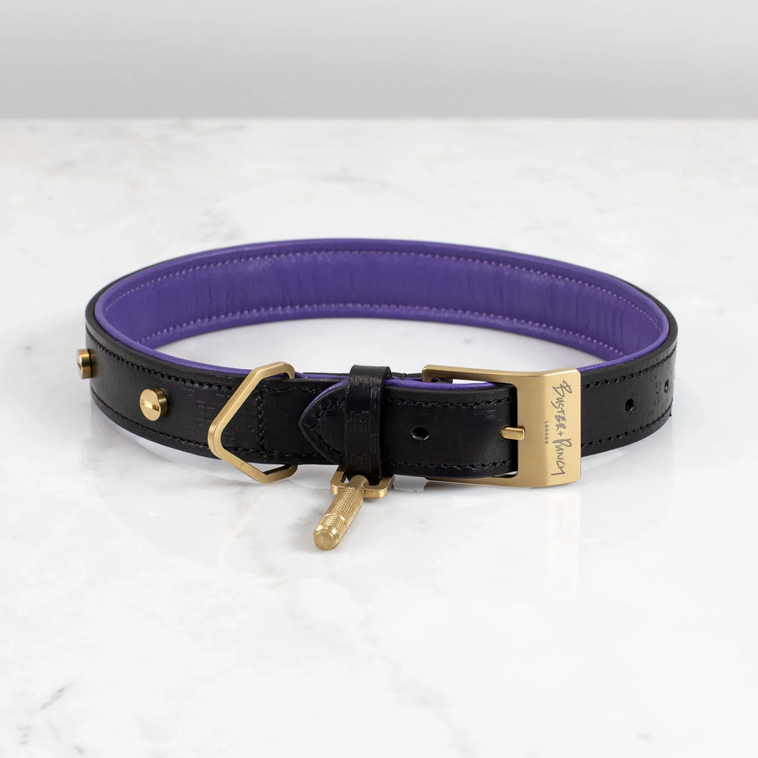 Hundhalsband L Läder Guld