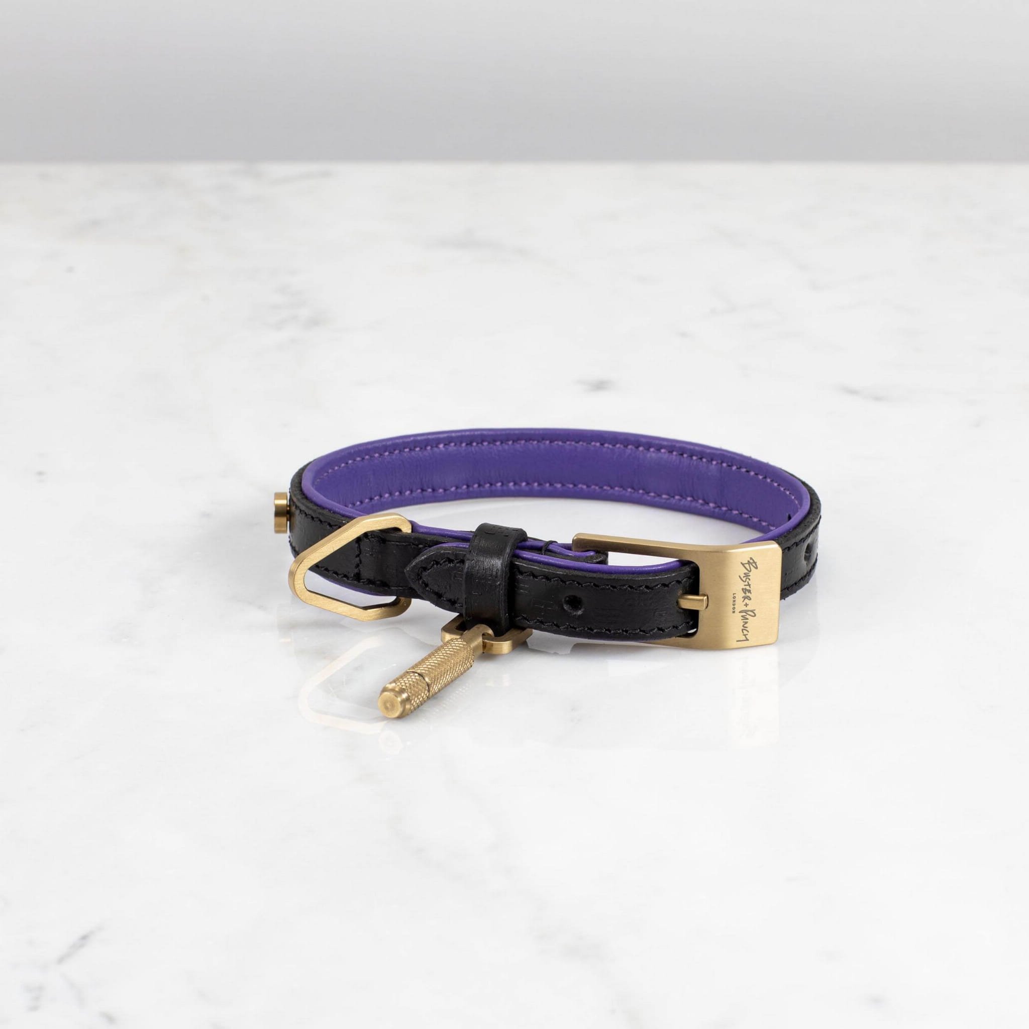 S Läder Guld Hundhalsband
