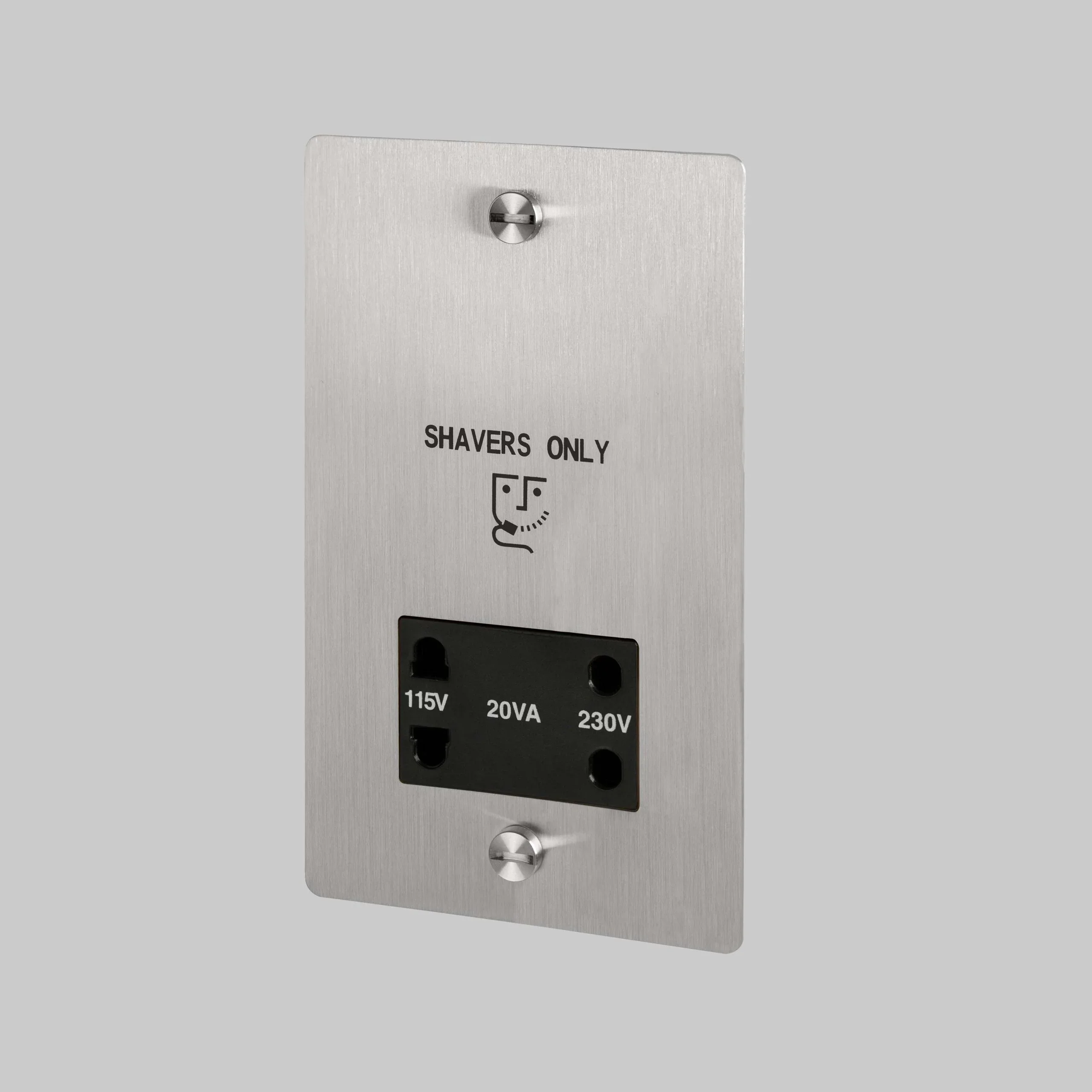 Rakapparatuttag 115V/230V Stål Silver Brittisk Standard