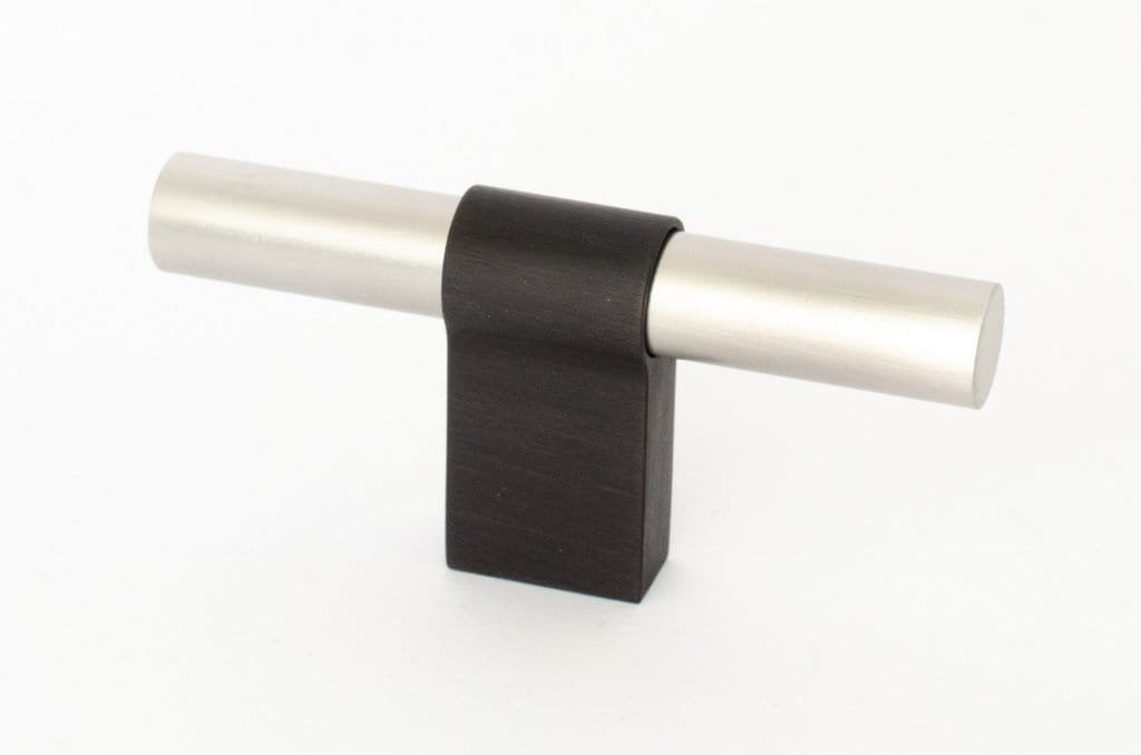 T-Bar Line Big Mix 12 möbelknopp, borstat stål med svart aluminium