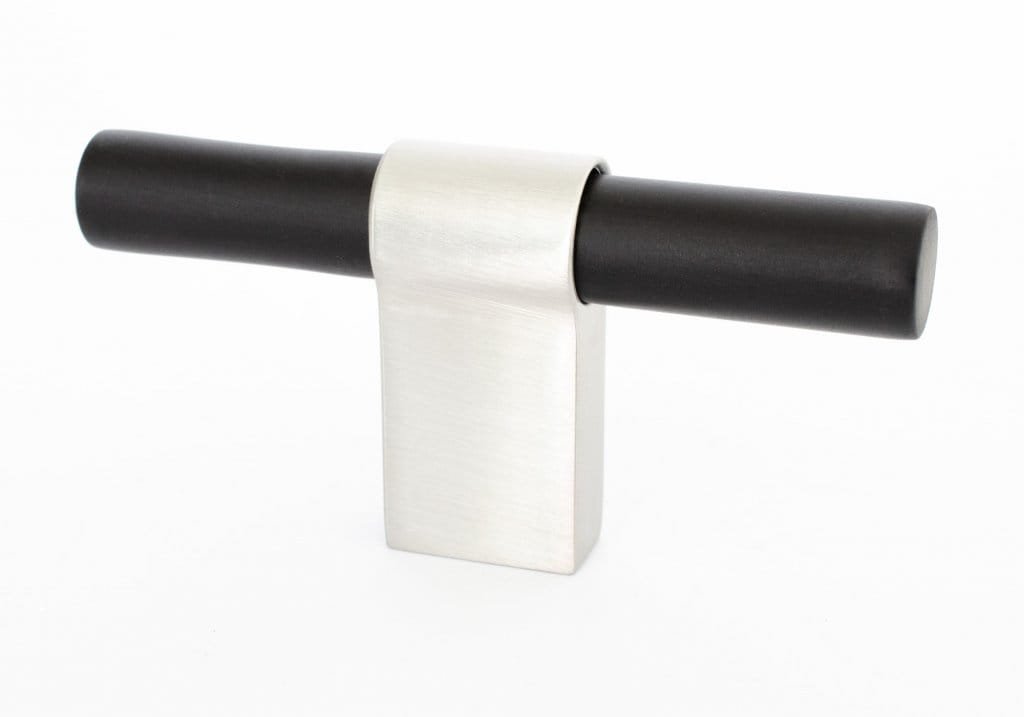 T-Bar Line Big Mix 12 möbelknopp, svart aluminium med borstat stål