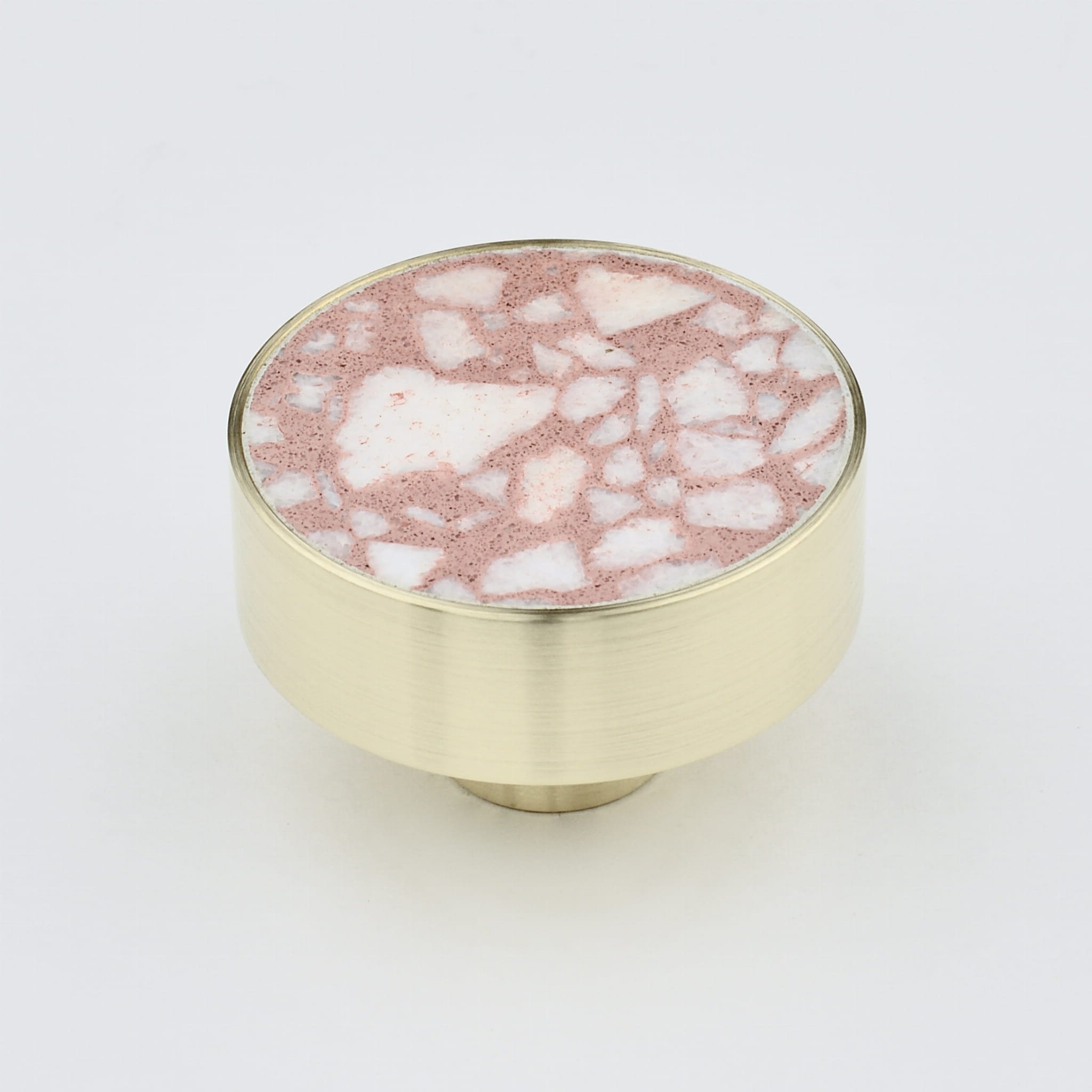 Marbelo L Möbelknopp Mässing Rosa Terrazzo