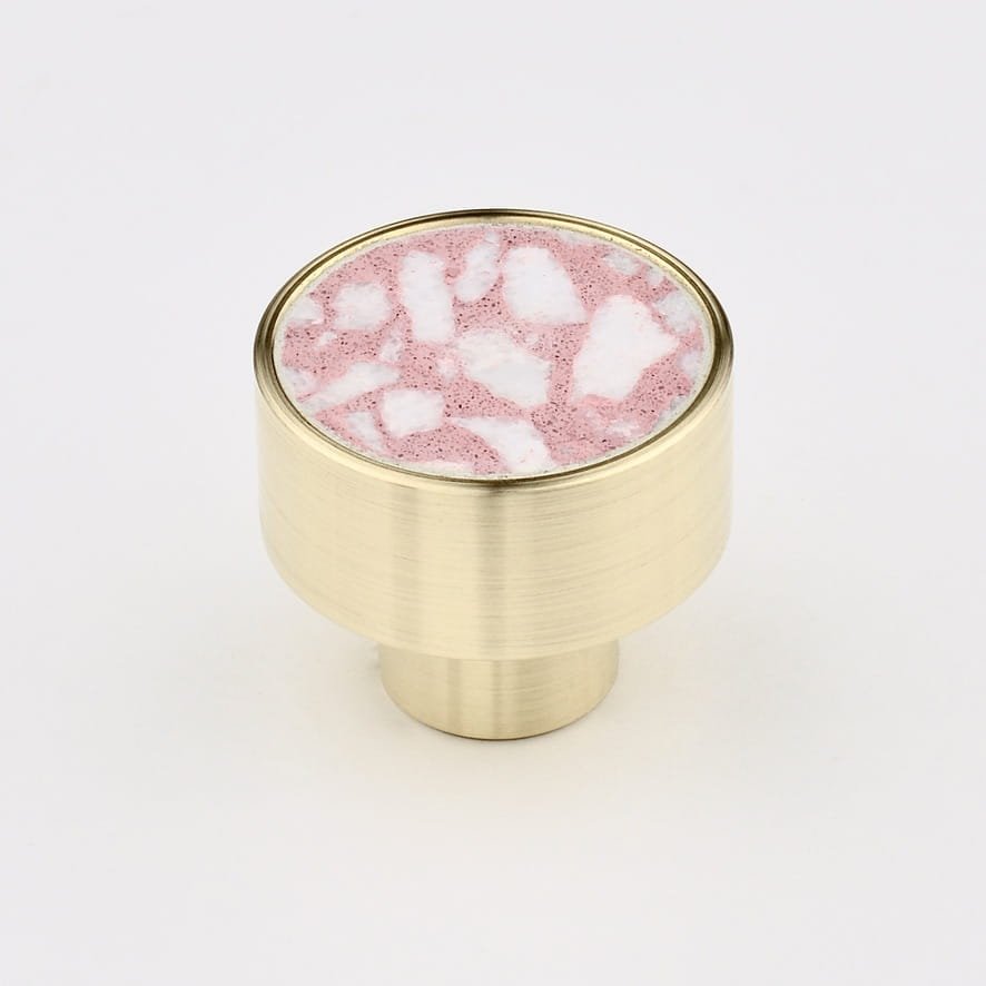 Marbelo M Möbelknopp Mässing Rosa Terrazzo