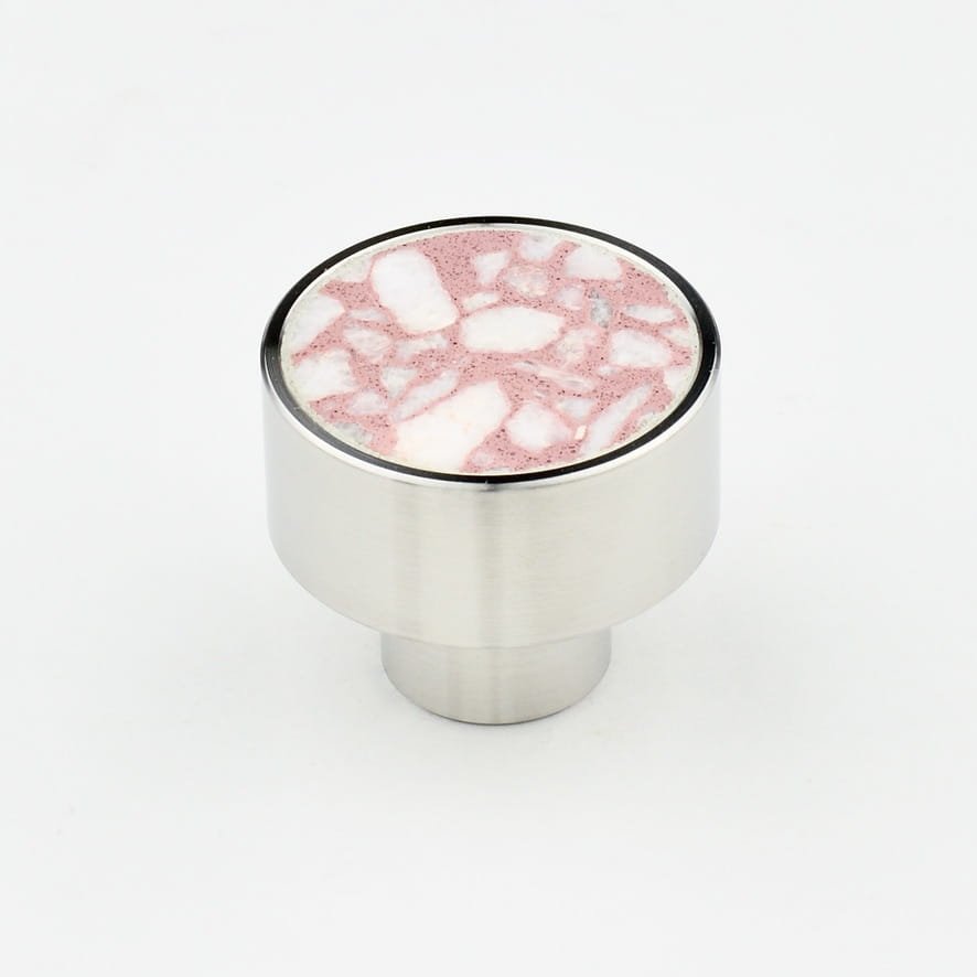 Möbelknopp Marbelo L Stål Rosa Terrazzo
