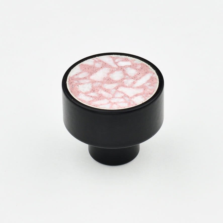 Marbelo XL Möbelknopp Svart med Rosa Terrazzo