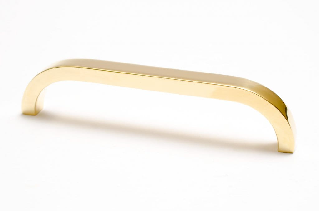 Långt möbelhandtag Slim 128 Guld Mässing Polerad Omålad