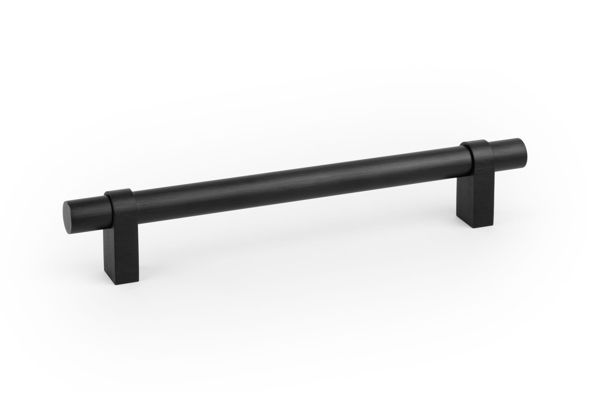 Nobb 192 avlångt möbelhandtag, borstad aluminium, svart