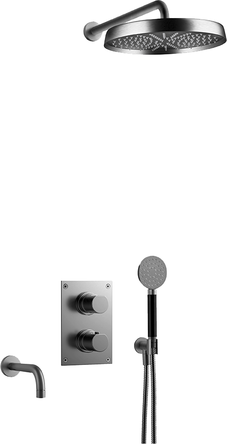 ARM7368 ED2 Mässing Svart Borstad Krom Duschset