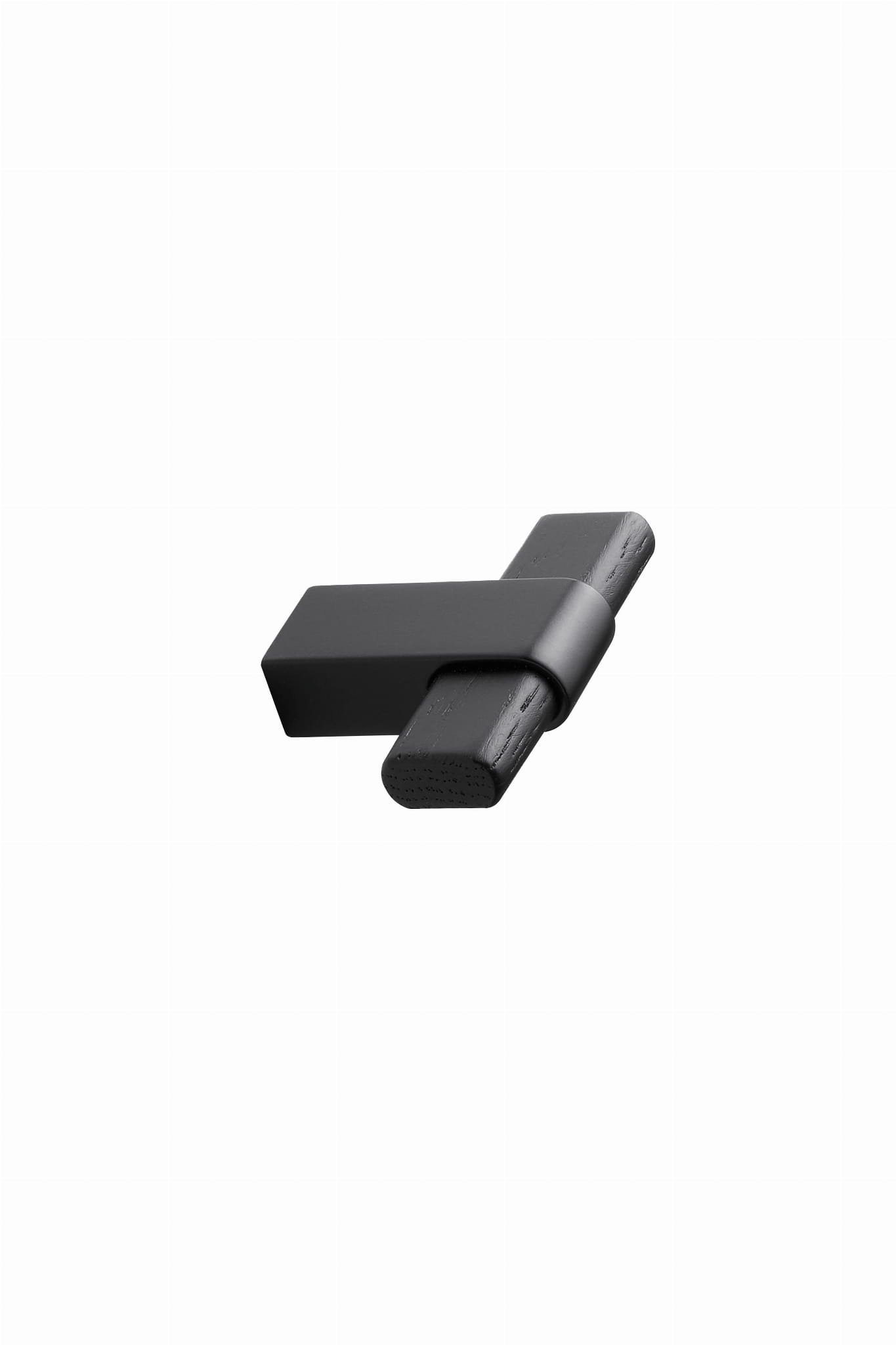 T-Bar Crossing 50 Metall Mattsvart Möbelknopp med Black Oak Wood