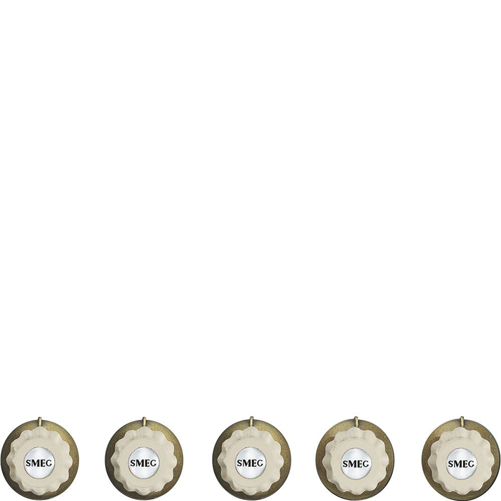 Set med 5 knoppar för keramikhällar P864PO och P875PO Cortina Beige (bas i mässing)