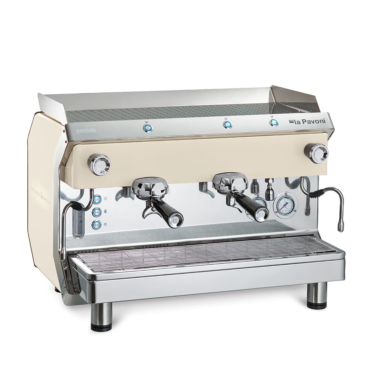 Halvautomatisk kaffemaskin Geniale 2-grupp Vit