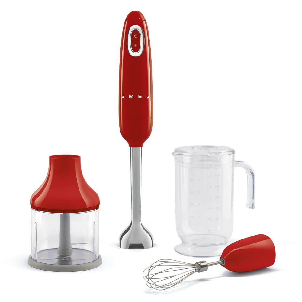 Stavmixer med tillbehör 50-talsstil Röd