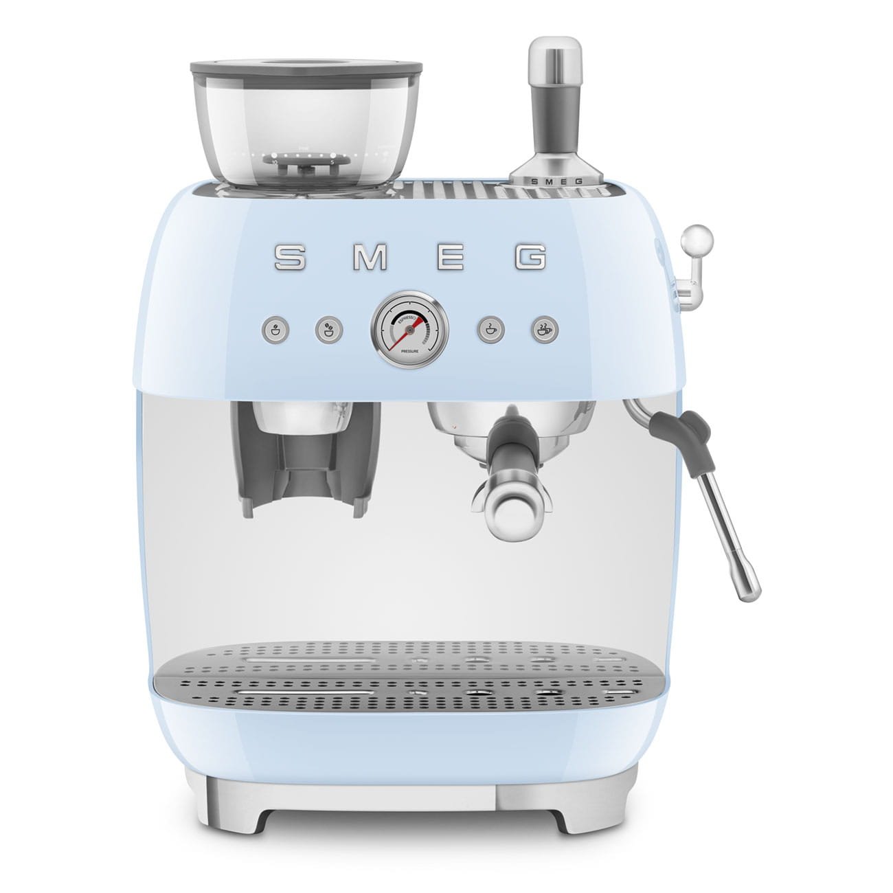 Kaffemaskin med inbyggd kvarn 50-talsstil Pastellblå