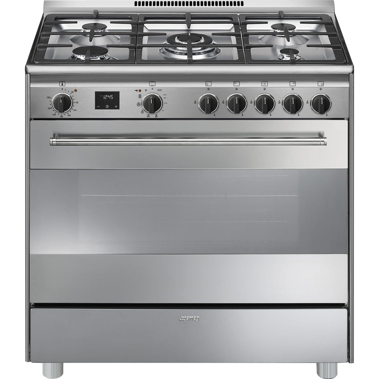 Fristående kök med gashäll 90 Classica 1 ugn 9 tillagningsfunktioner 5 brännare Rostfritt stål