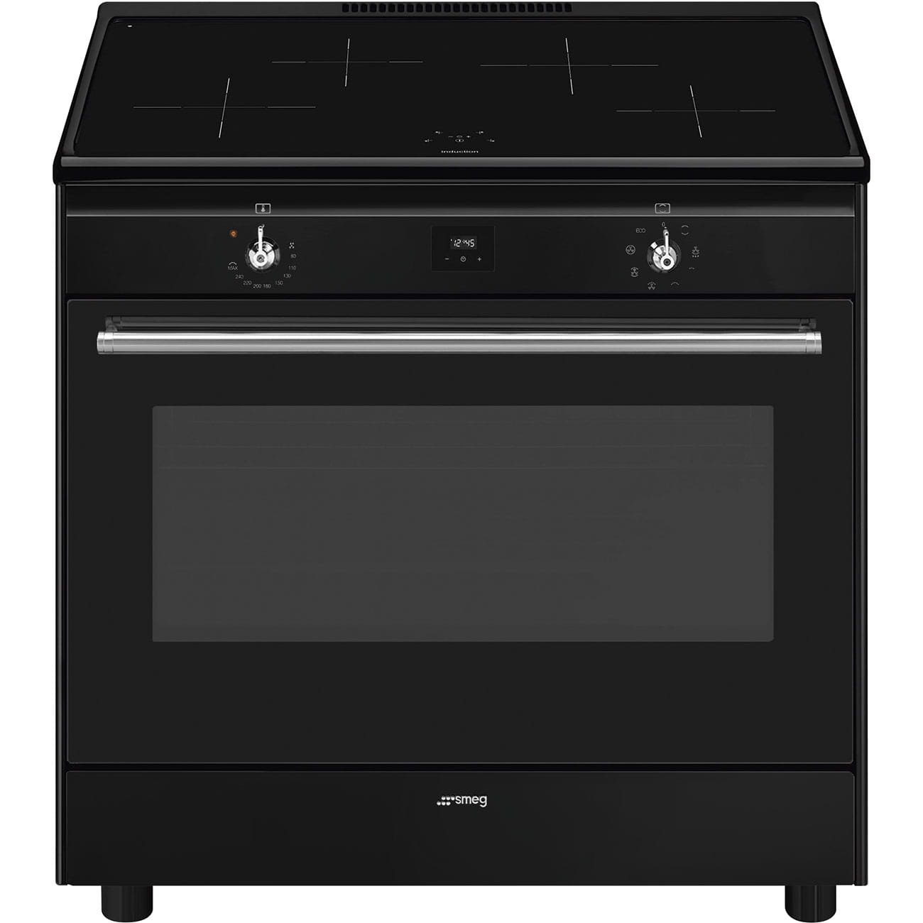 Fristående kök med induktionshäll 90 Classica 1 ugn 8 bakfunktioner 4 induktionszoner Svart