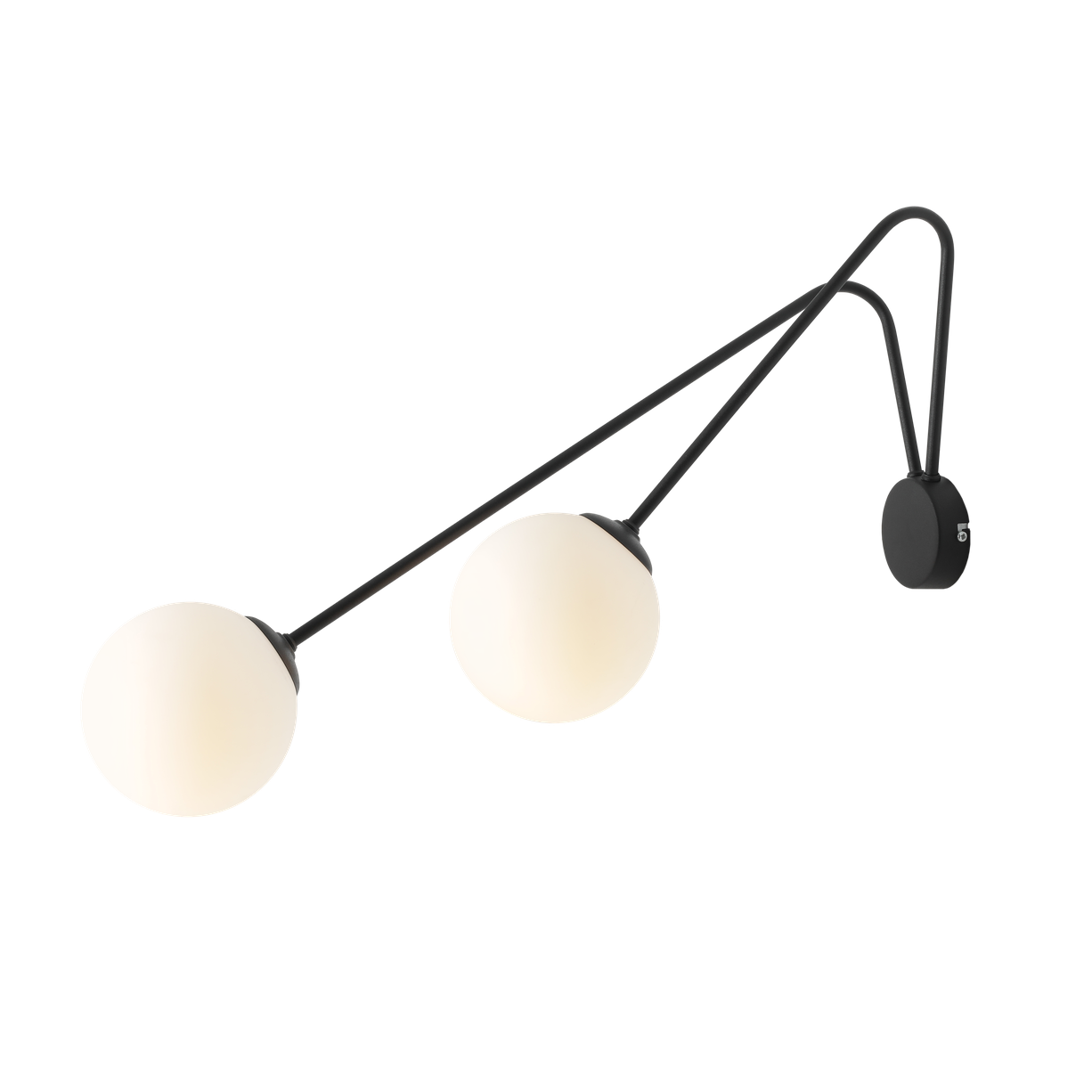 Holm 2 L metall svart vägglampa