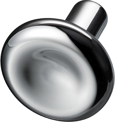 Möbelknopp Bean 30, mässing, silver, krom