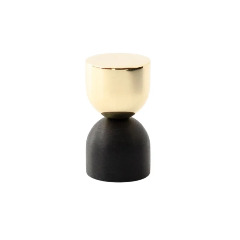 Kokeshi Mix 1832 Möbelknopp Polerad Mässing Olackerad med Svart Aluminium