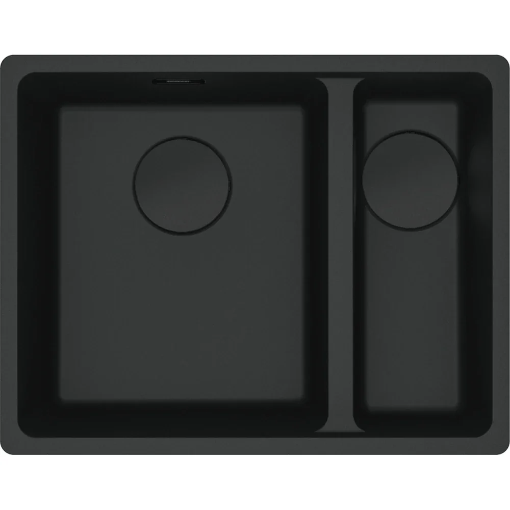 Maris MRG 160-34-15 diskho, liten avrinningsbricka till höger, Fragranite Black Matte med Black