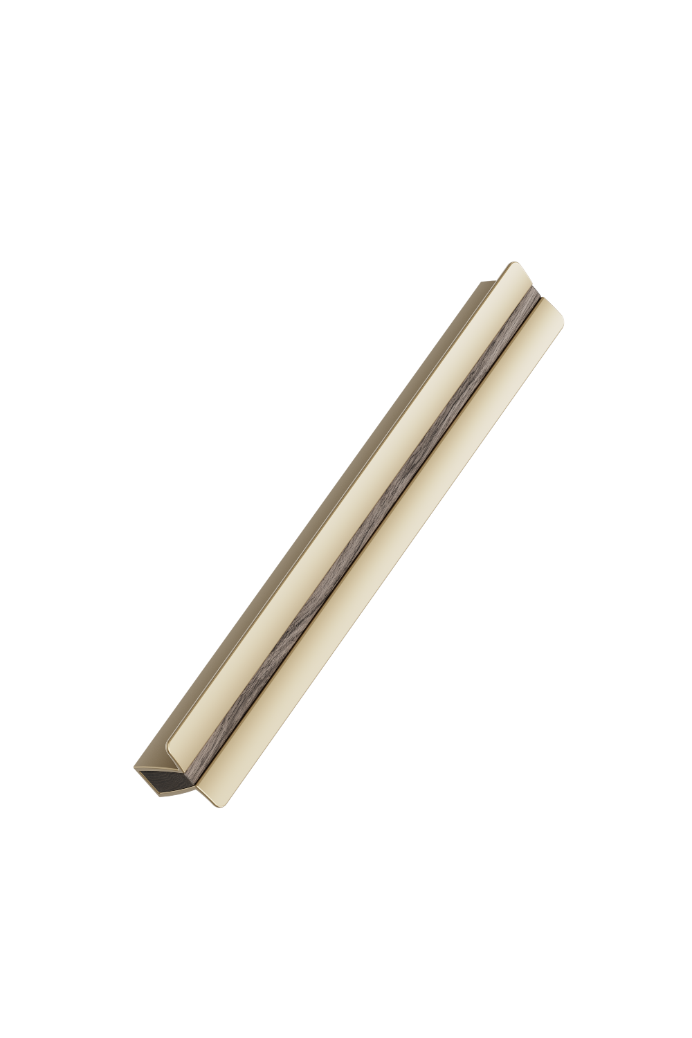 Papillon 160 avlångt möbelhandtag, matt guldfärgad aluminium med ekträ