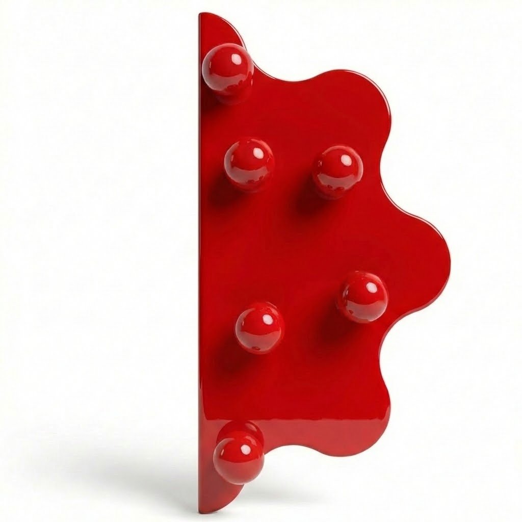 Mare 200 Puxador para móveis com bordas vermelhas e esferas vermelhas