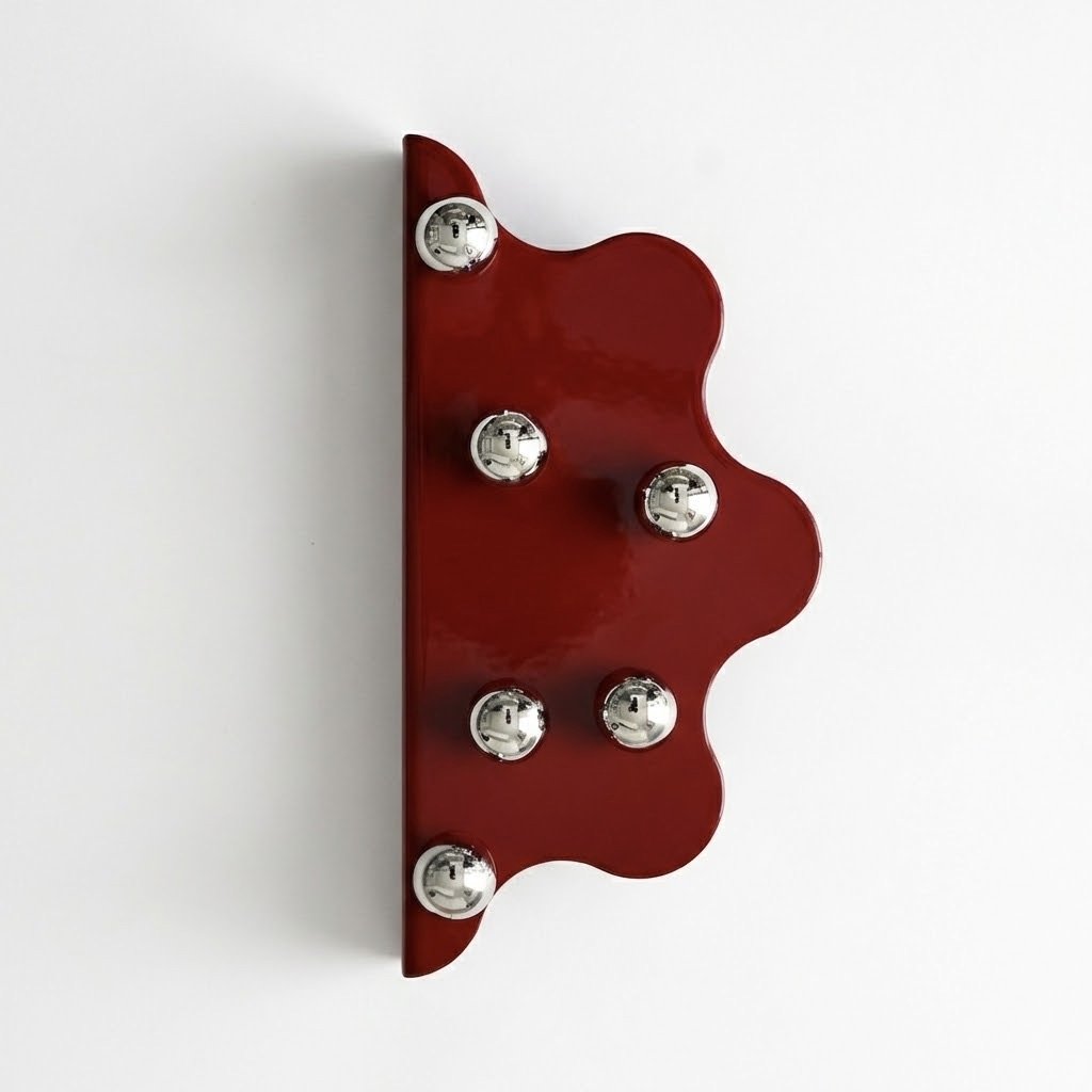 Puxador para móveis Mare 200 Steel Red Edge com bolas prateadas