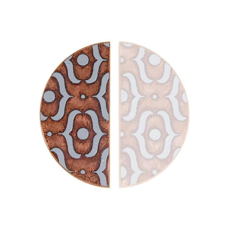 Möbelhandtag Mönster I 100 Koppar Emaljerad Grå med Ekträ Hårdolja Färglös Halvmatt