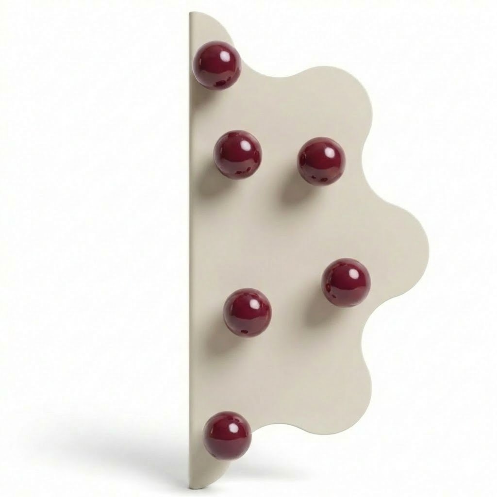 Puxador para móveis Mare 200 em aço bege com bolinhas cor de vinho
