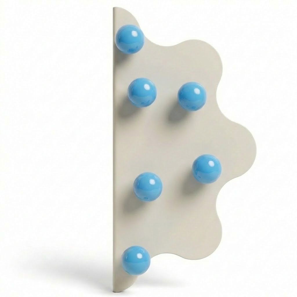 Puxador para móveis Mare 200 em aço bege com bolinhas azuis