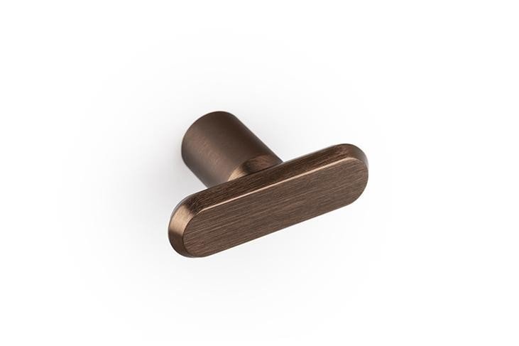 Bouton de meuble en aluminium T-Bar Fase 52, brun brossé