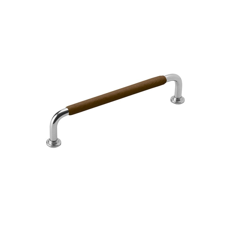 Avlångt möbelhandtag 1353 128 Nickelbrunt Läder